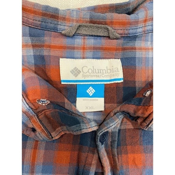 Columbia - Blue & orange plaid long sleeve button down cotton men shirt size XXL - Picture 2 of 5